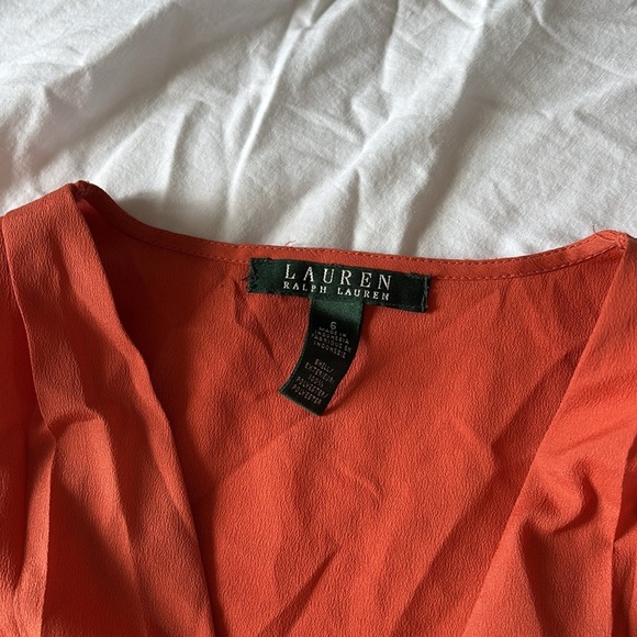 Ralph Lauren Sleeveless Blouse | Bright Orange V-Neck Top | Workwear Chic Size 6 - Picture 2 of 5
